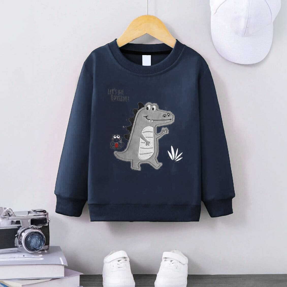 Kid's Applique Crocodile Fleece Sweat Shirt Kid's Sweat Shirt SNR Navy 6-9 Months 