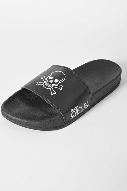 Black Camel Men's Skull Printed Slides