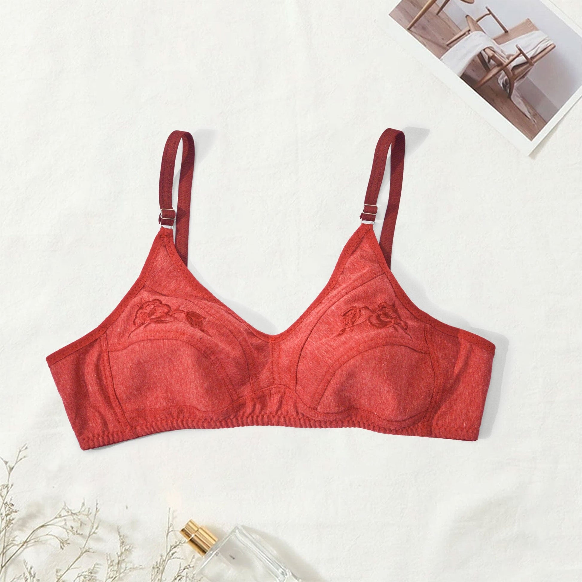 Meidian Women's Embroidered Padded Bra Women's Lingerie CPKM Maroon 30 