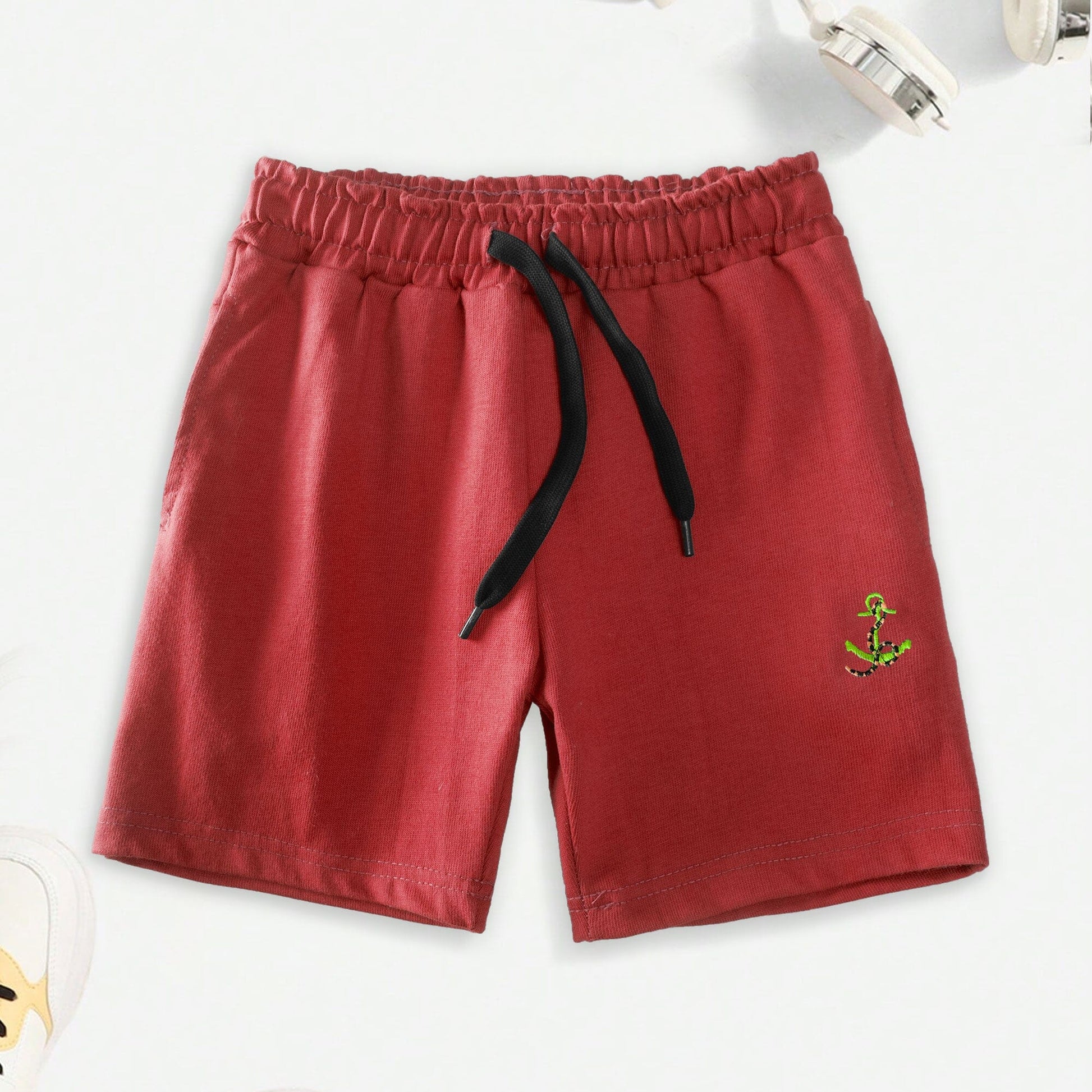 Max 21 Boy's Leduc Anchor Embroidered Shorts Boy's Shorts SZK Maroon 3-4 Years 