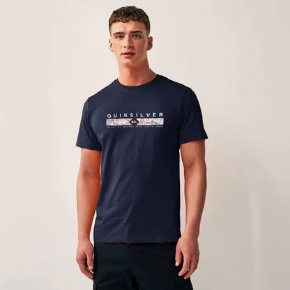 Men's Quik Silver Printed Crew Neck Tee Shirt Men's Tee Shirt SZK Navy S 