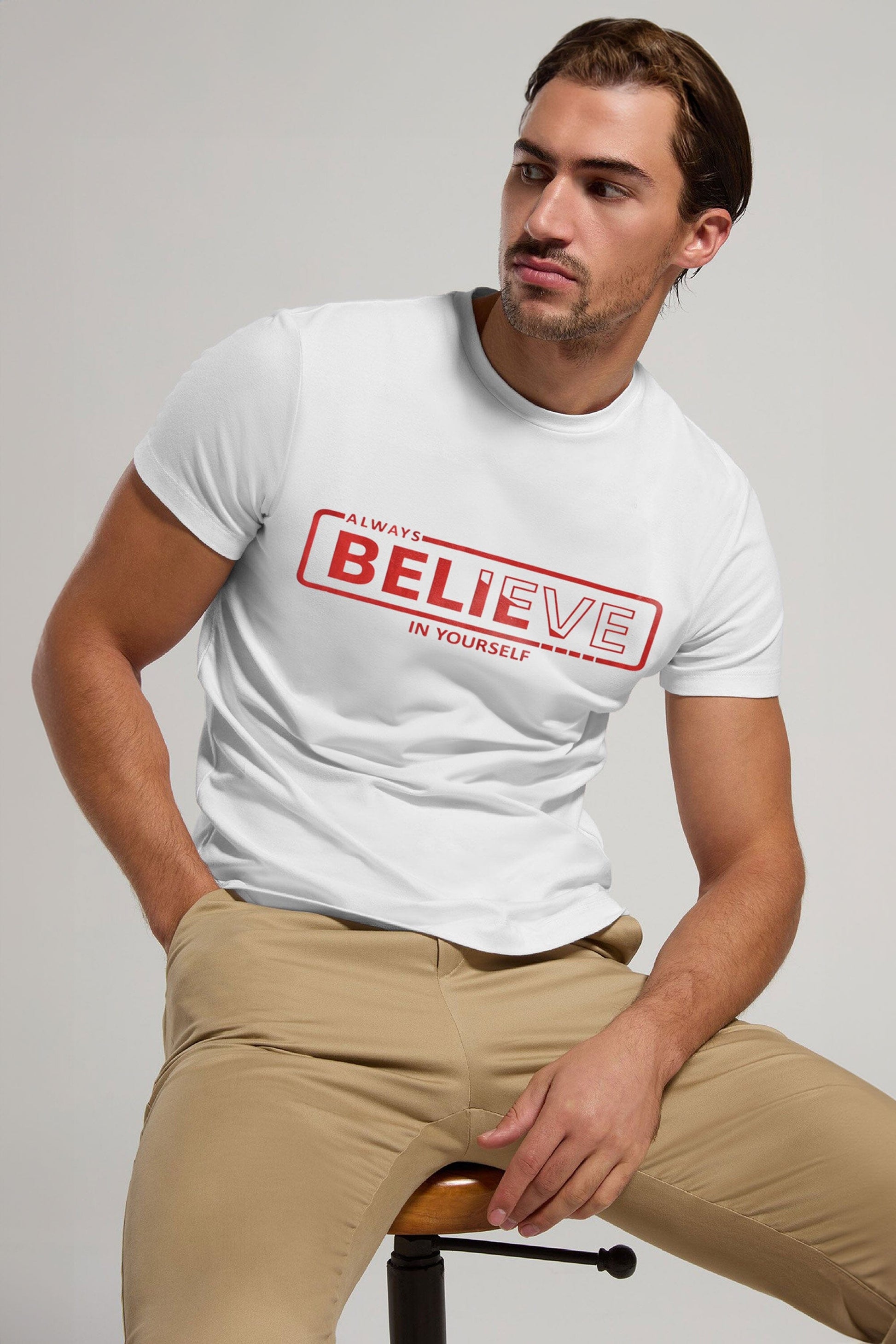 Kelbrg Men's CEO Believe Printed Classic Tee Shirt Men's Tee Shirt First Choice 