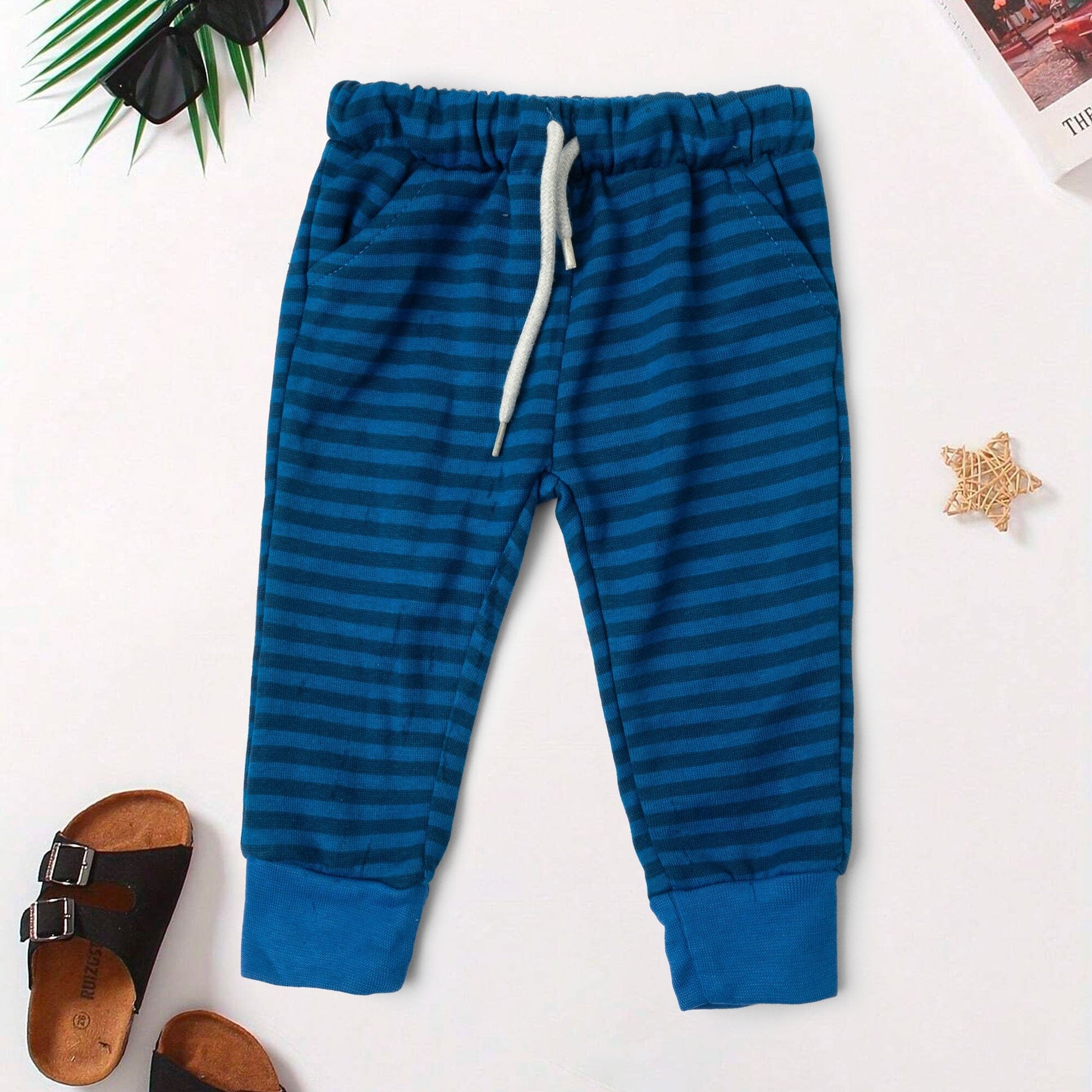 Lefties Kid's Brussels Striped Design Jogger Pants Kid's Trousers SNR Blue 9-12 Months 