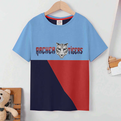 Cutie Kid's Wexford Tiger Printed Panel Design Tee Shirt Boy's Tee Shirt ZBC Sky & Navy 1-2 Years 