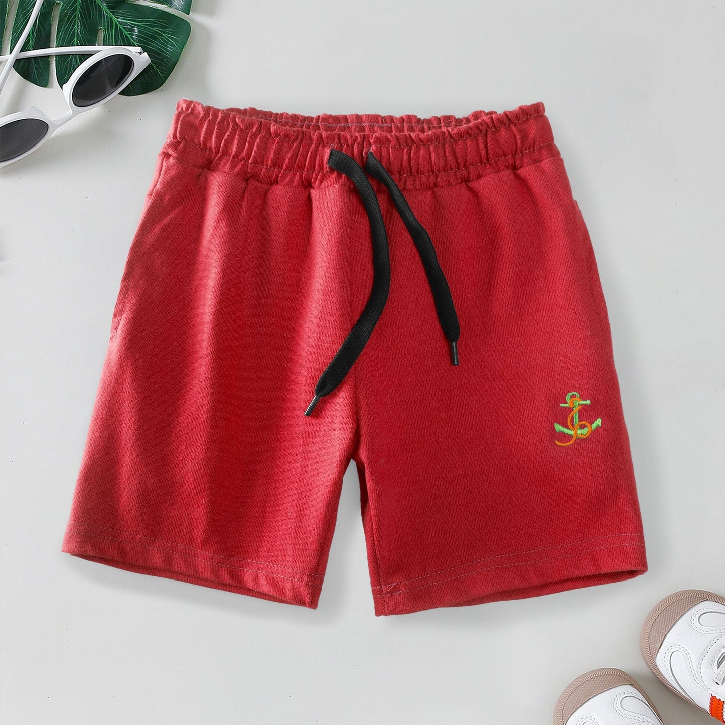 Max 21 Boy's Anchor Embroidered Shorts Boy's Shorts SZK Maroon 3-4 Years 