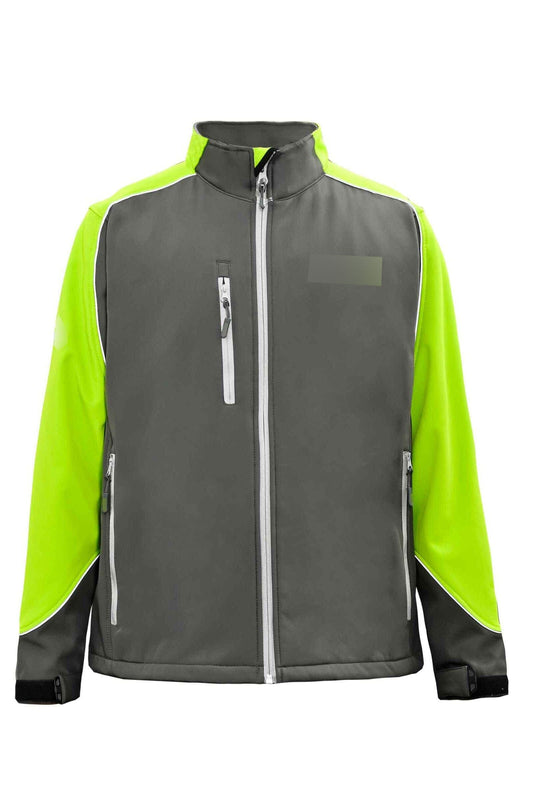 Men's Contrast Shoulder Soft Shell Jacket Men's Jacket Image Graphite & Green XS 