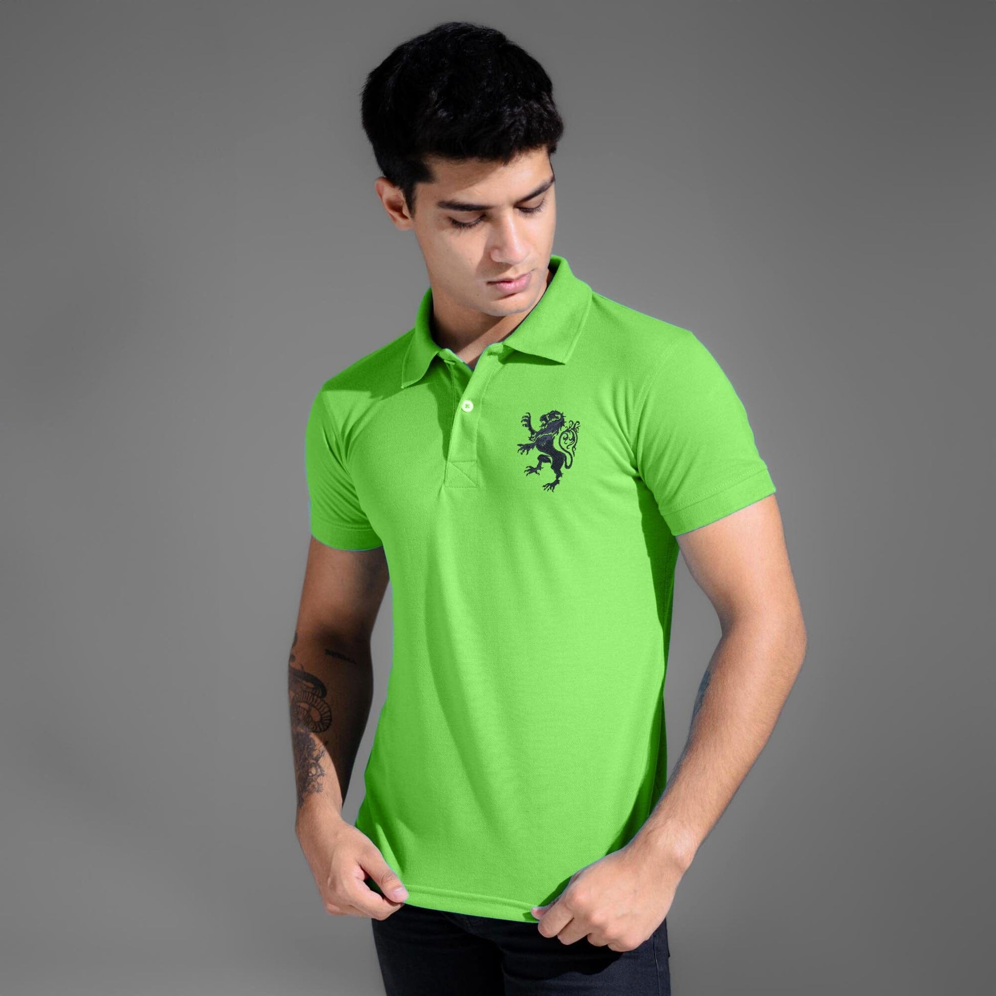 Polo Republica Men's Regal Lion Embroidered Short Sleeve Polo Shirt Men's Polo Shirt Polo Republica Lime S 