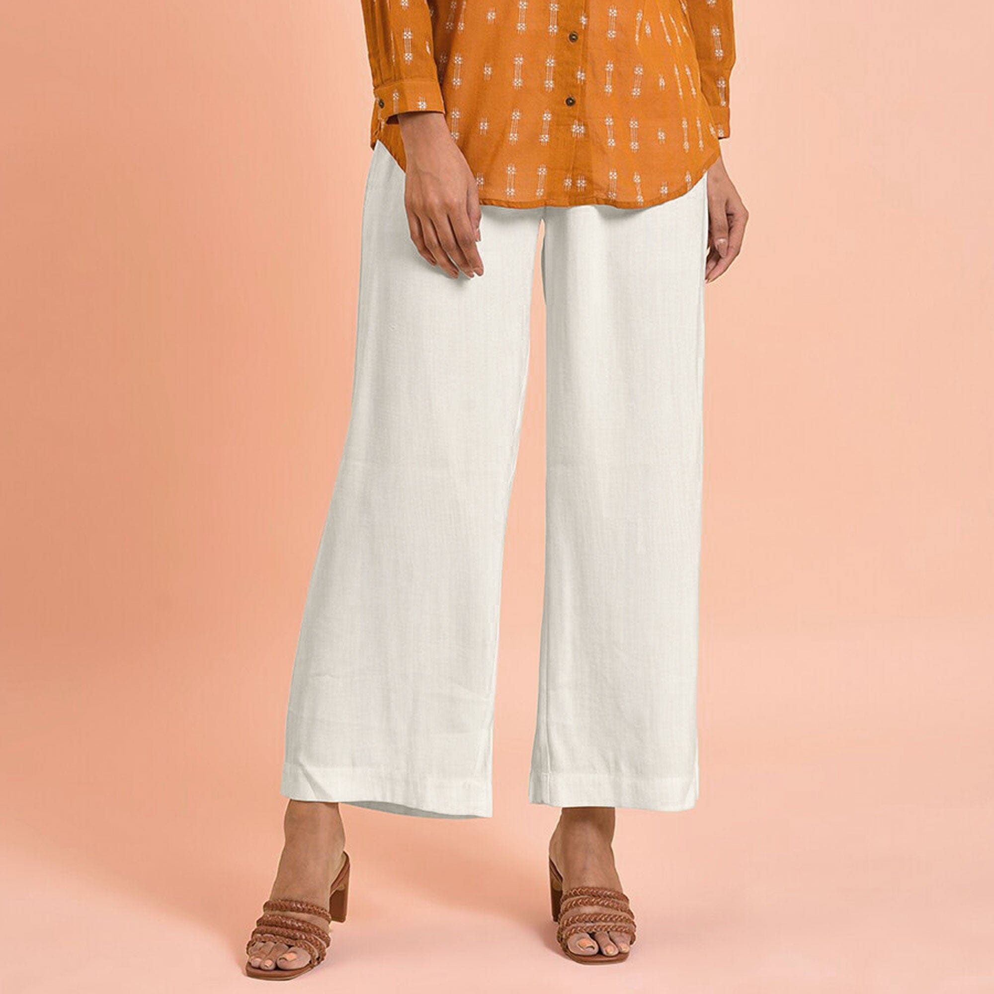Women Cotton linen Wide Leg Pants High Waist Pleated Loose Fit Casual  Trousers | eBay