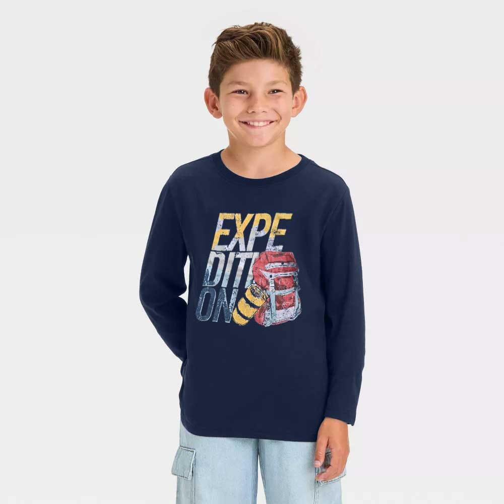 TH Boy's Expedition Printed Long Sleeve Tee Shirt