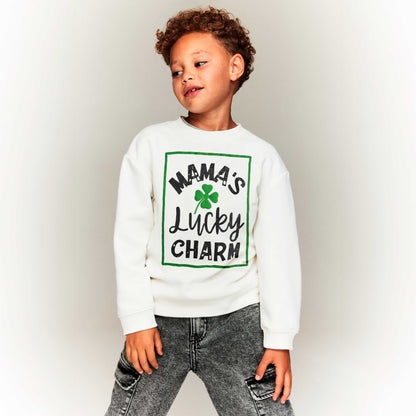 Tiny Teen Kid's Mama's Lucky Charm Printed Fleece Minor Fault Sweat Shirt