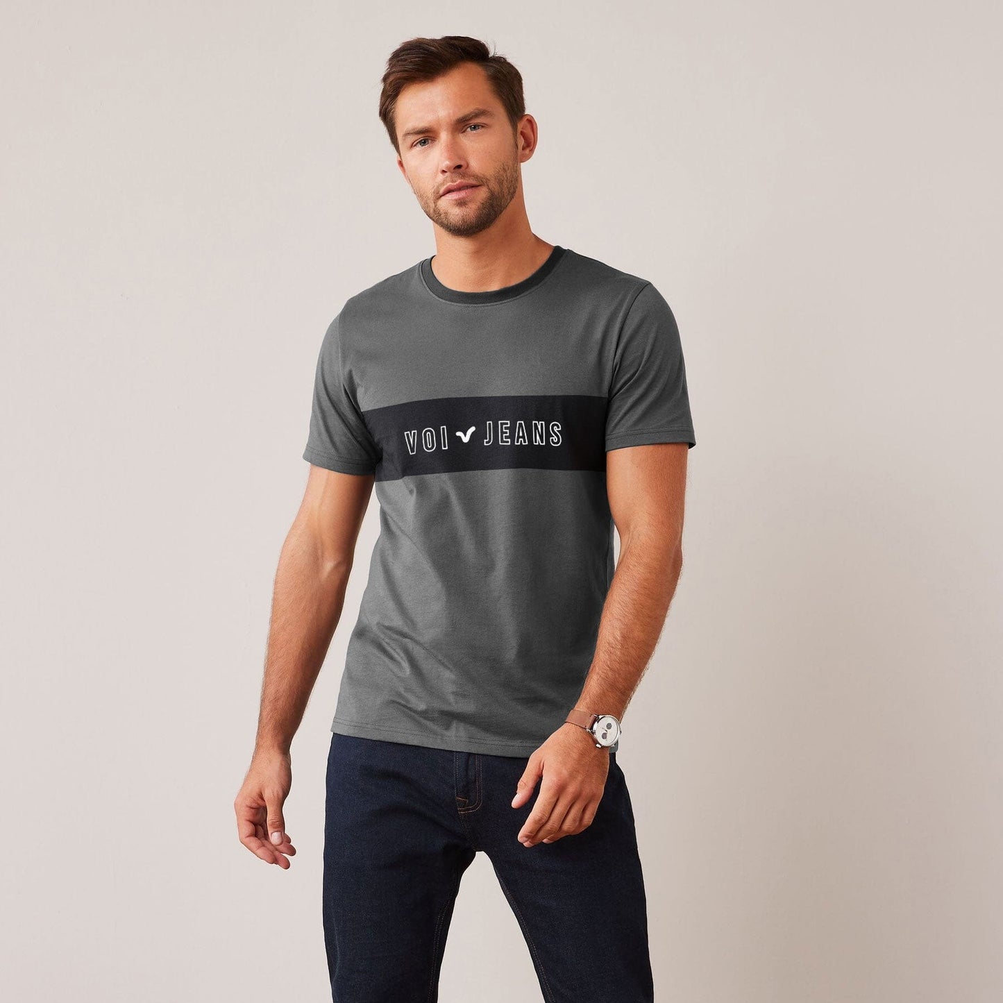 Cut Label Men's Voi Jeans Printed Crew Neck Tee Shirt Men's Tee Shirt SNC Dark Graphite S 