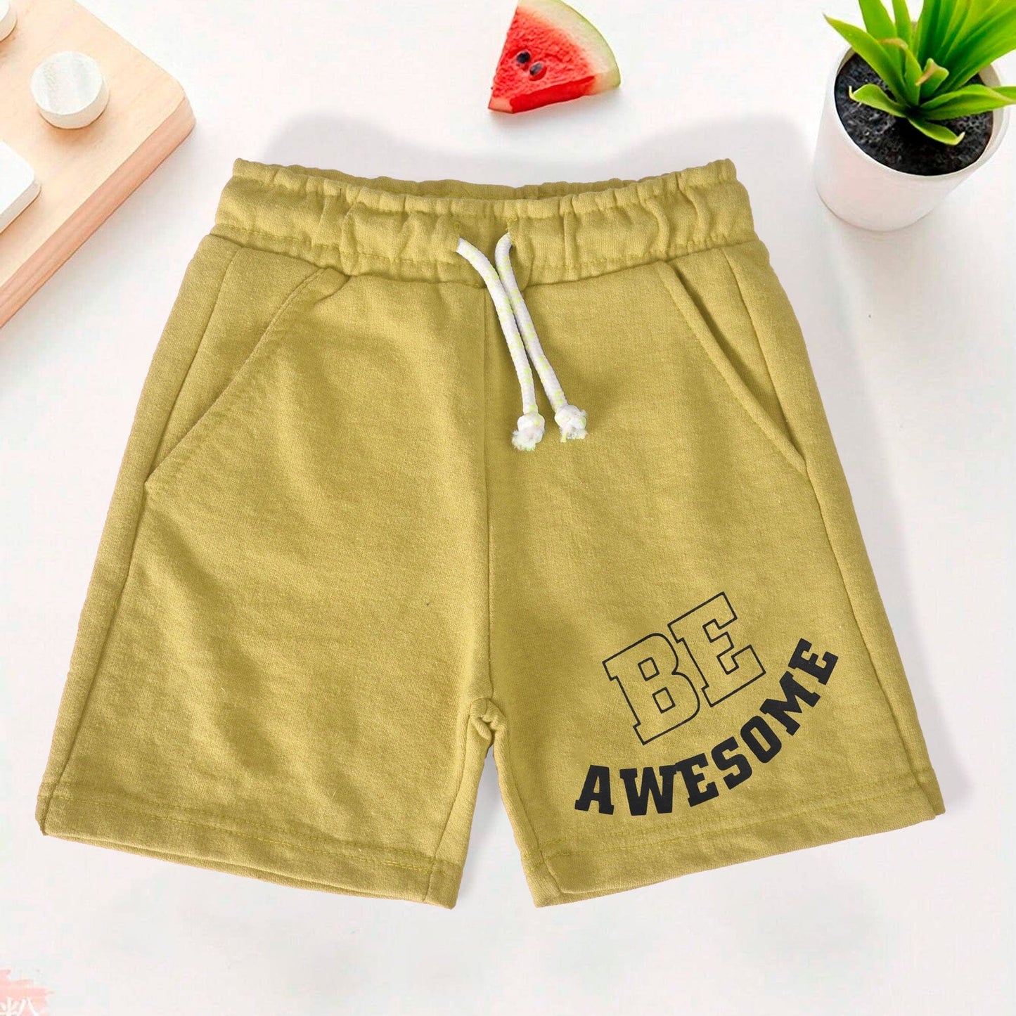 Lefties Boy's Be Awesome Printed Classic Minor Fault Terry Shorts Boy's Shorts SNR Yellow 4-5 Years 