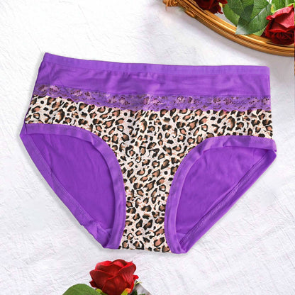 Shuifanxin Women's Leopard Printed Underwear Panties Women's Panties SRL Purple 30-34 inches 