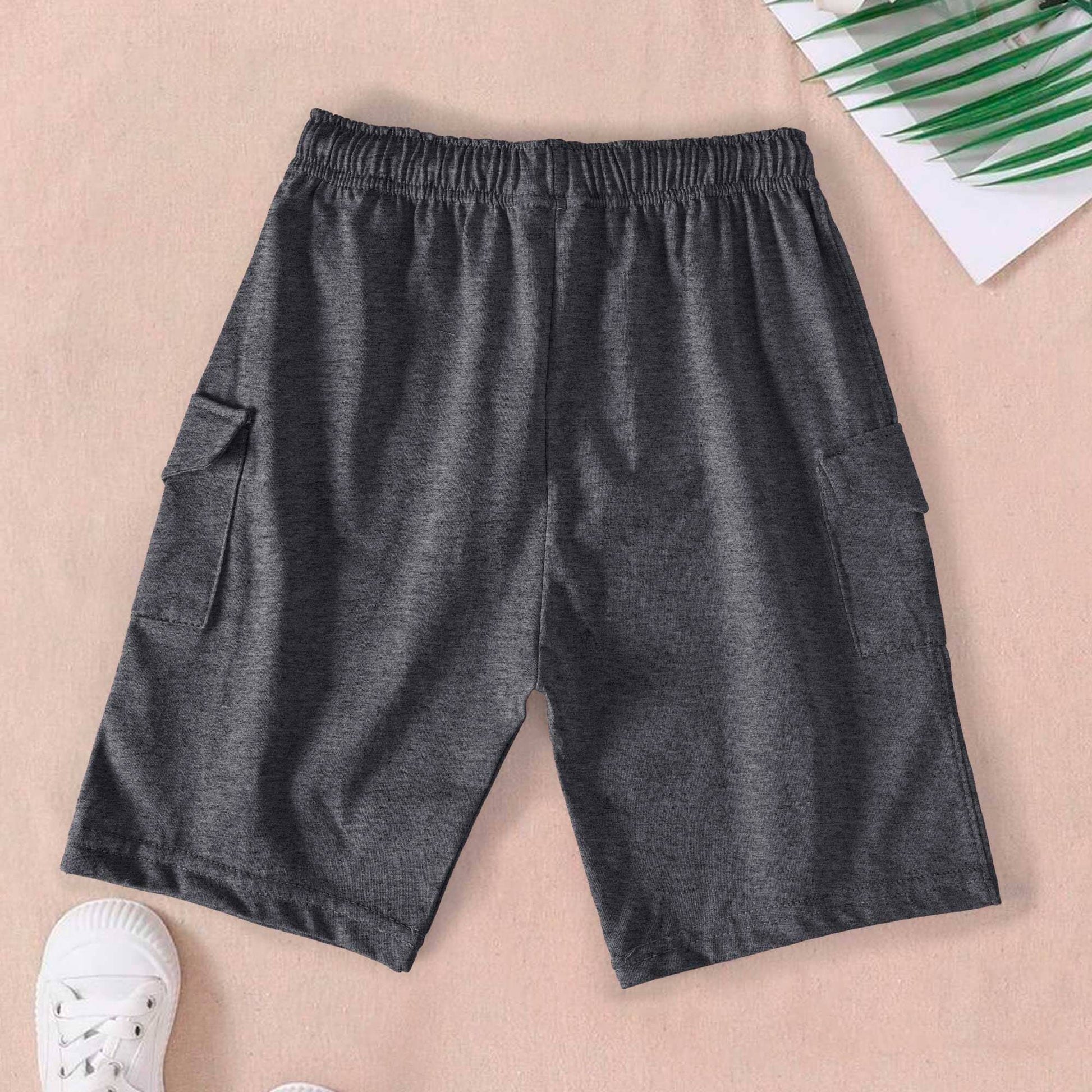 Junior Republic Kid's Double Side Pockets Shorts Kid's Shorts JRR Charcoal 1-2 Years 