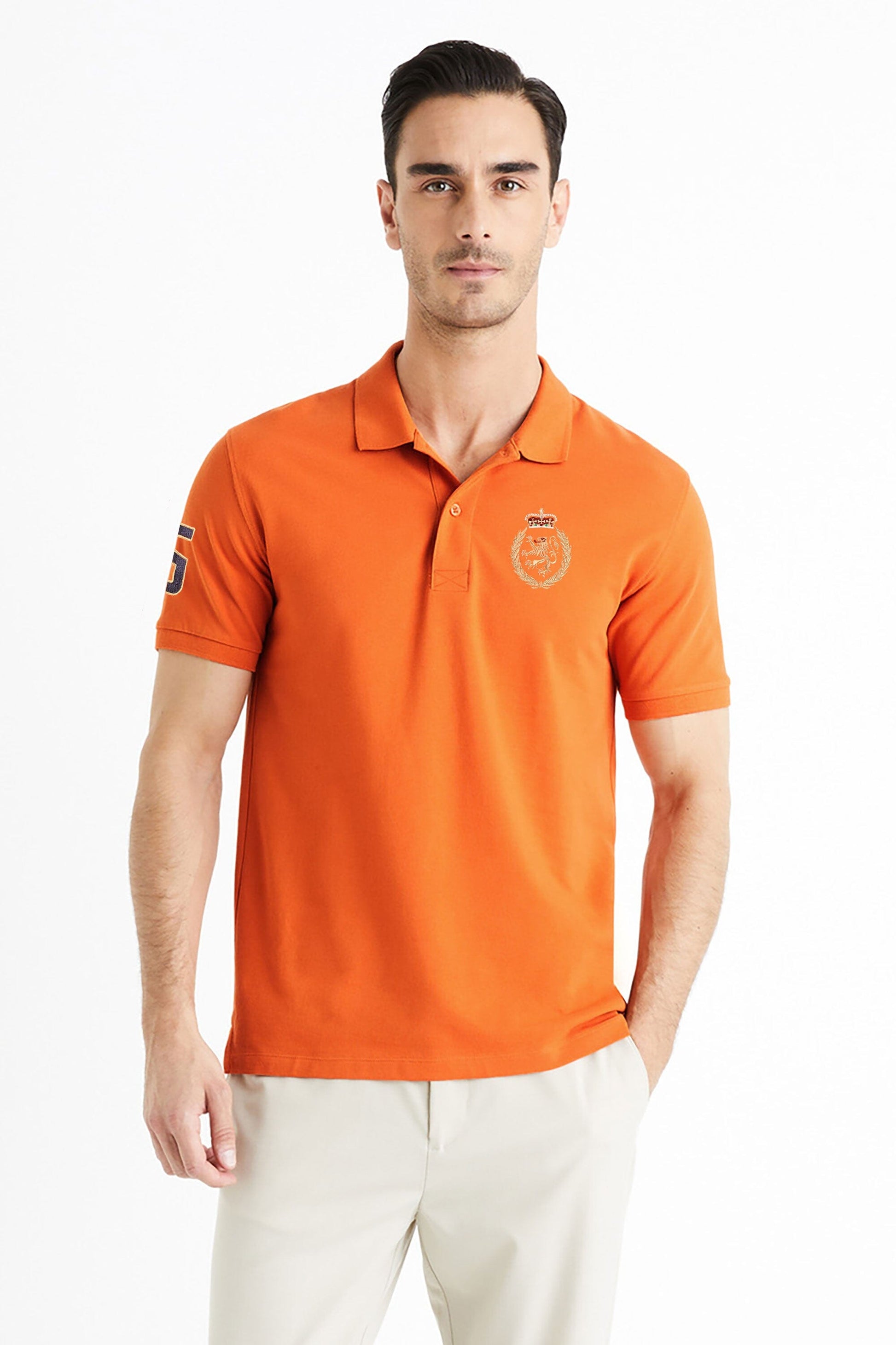 Polo Republica Men's Lion Crest & 5 Embroidered Short Sleeve Polo Shirt Men's Polo Shirt Polo Republica 