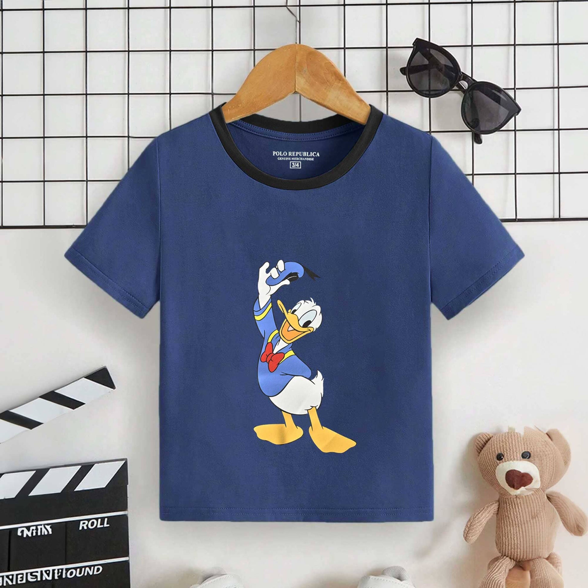 Polo Republica Kid's Donald Duck Printed Contrast Neck Tee Shirt