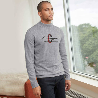 Men's C Pattern Style Mock Neck Sweater Men's Sweat Shirt First Choice Grey M 