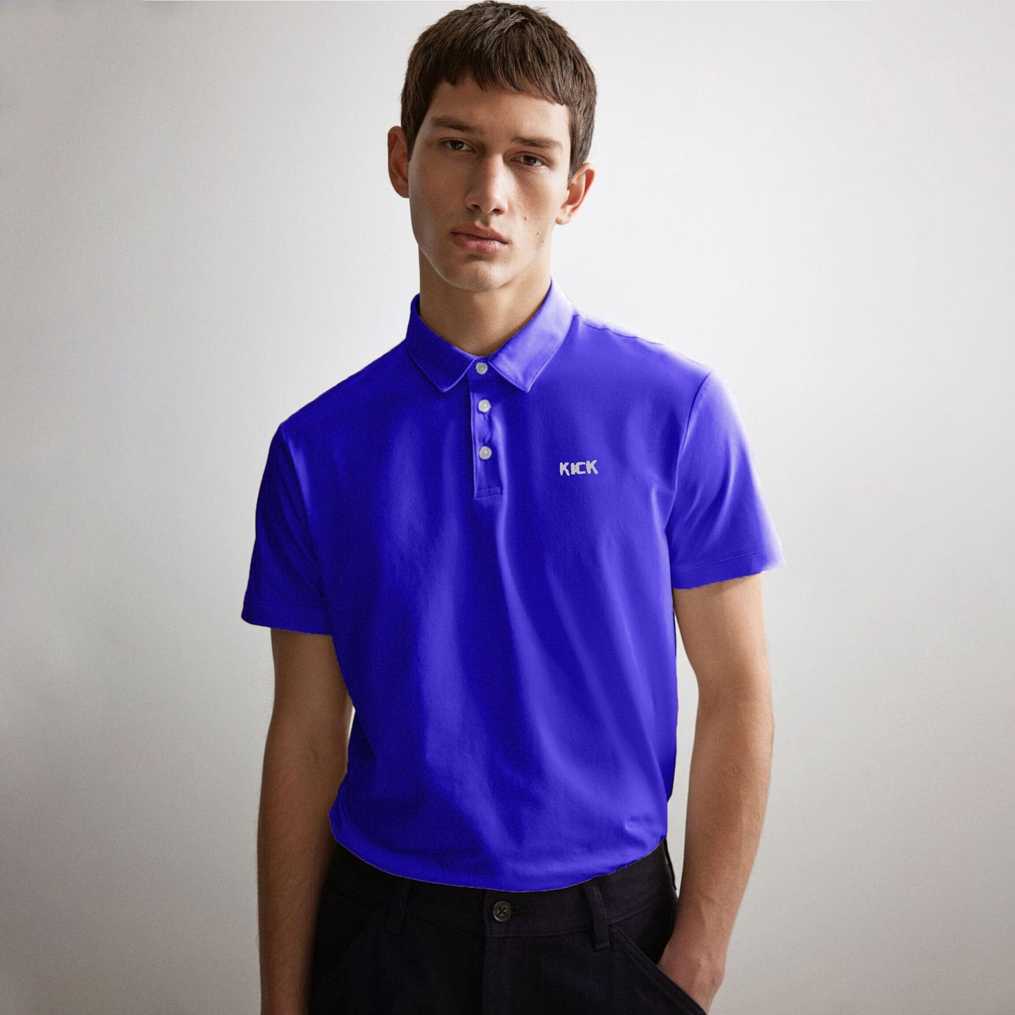 Men's Kick Embroidered Short Sleeve Minor Fault Polo Shirt