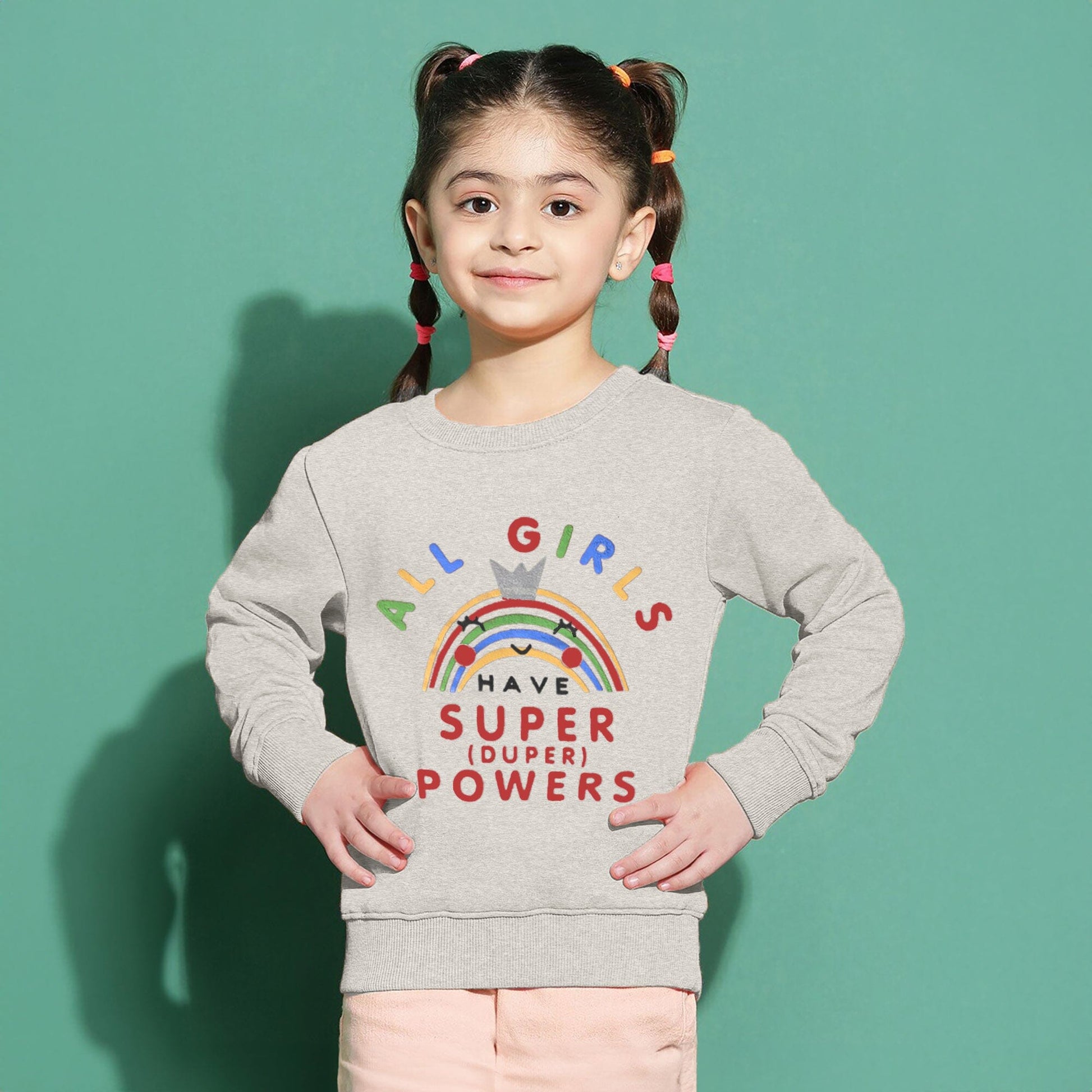 Tiny Teen Girl's All Girl's Have Super Powers Printed Minor Fault Sweat Shirt Girl's Sweat Shirt SNR Oatmeal 6-9 Months 