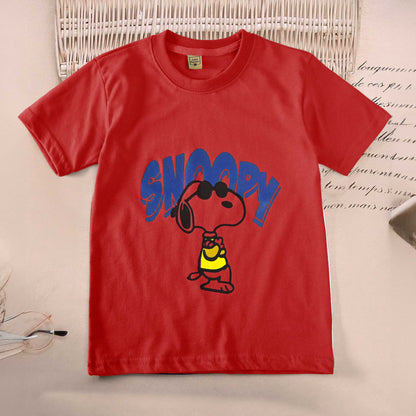 Junior Republic Kid's Snoopy Printed Crew Neck Tee Shirt Boy's Tee Shirt JRR Red 1-2 Years 