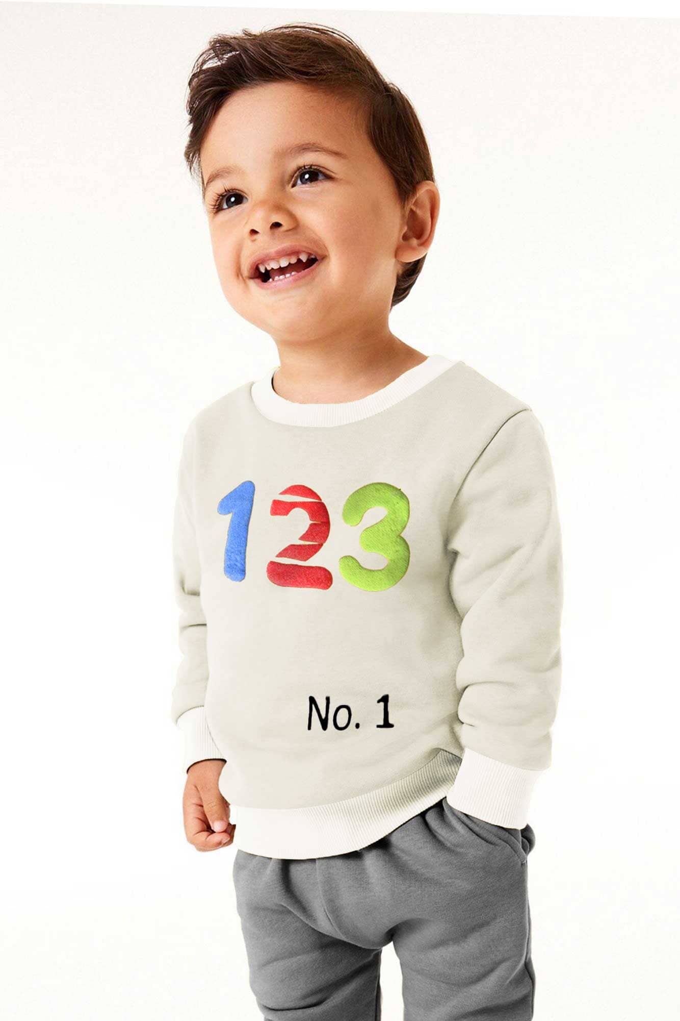 Tiny Teen Kid's 123 Printed Fleece Sweat Shirt Kid's Sweat Shirt Salman Rahim Cream 6-9 Months 