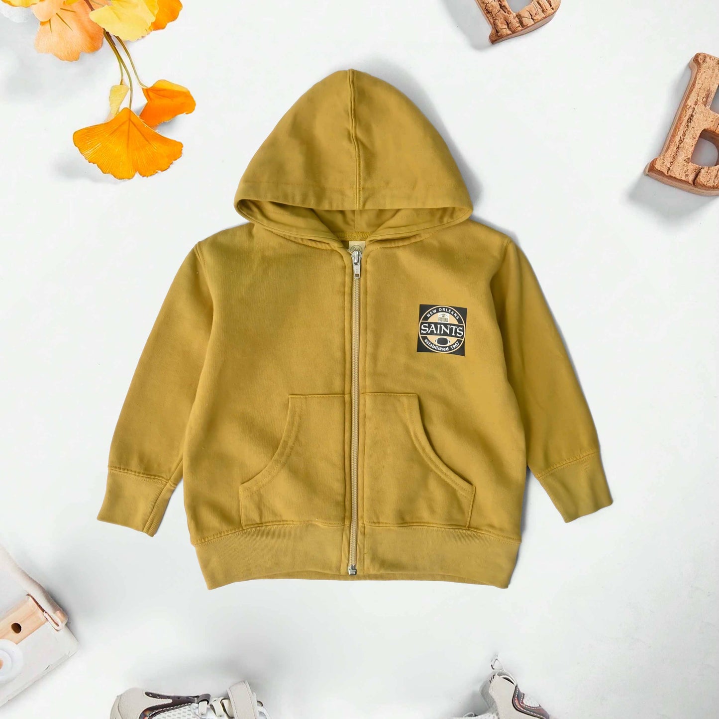 Rabbit Skins Kid's Saints Printed Zipper Hoodie kid's Zipper Hoodie SNR Mustard 6 Months 