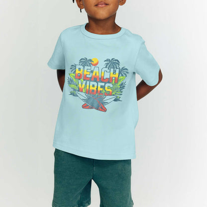 Le Printemps Boy's Beach Vibes Printed Tee Shirt Boy's Tee Shirt Athar Traders Sky XS(4 Years) 