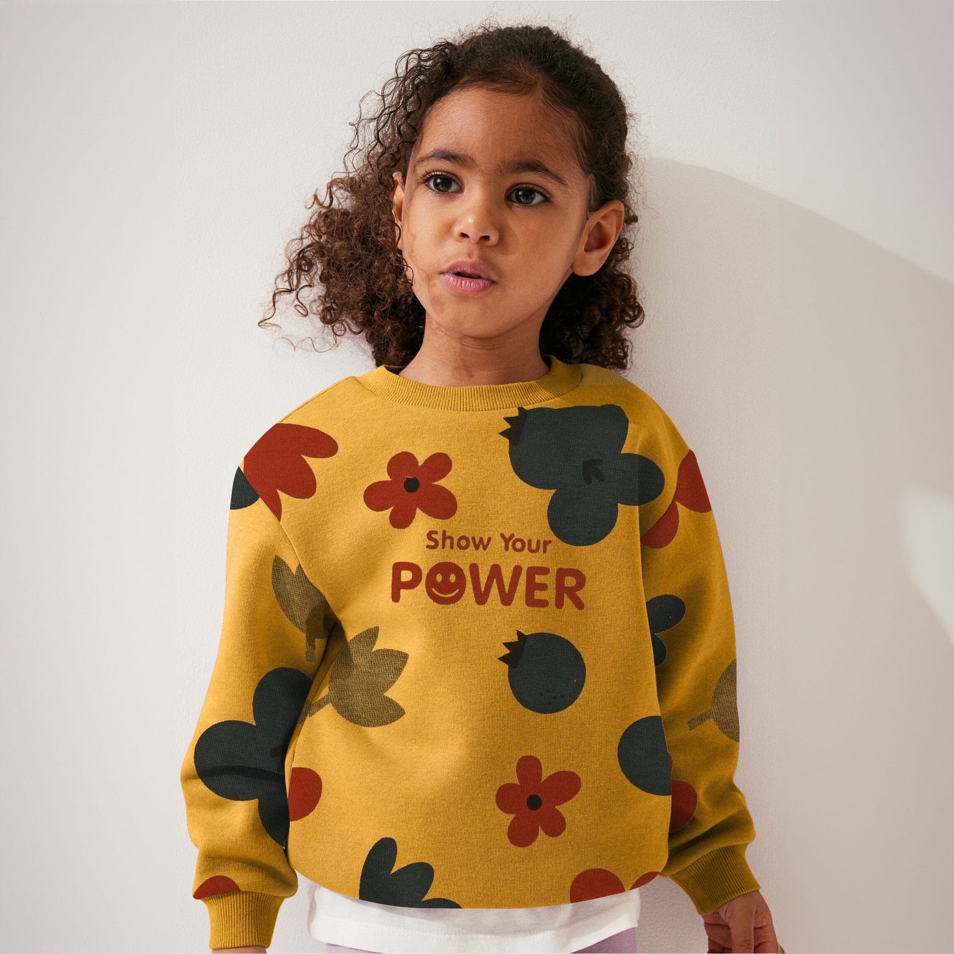 Kid's Show Your Power Printed Minor Fault Fleece Sweat Shirt Kid's Sweat Shirt SNR Yellow 6-9 Months 