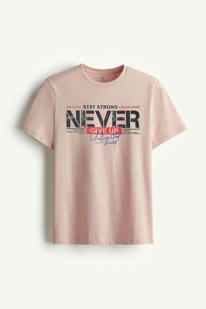 Kelbrg Men's CEO Never Give UP Printed Short Sleeve Tee Shirt Men's Tee Shirt First Choice 