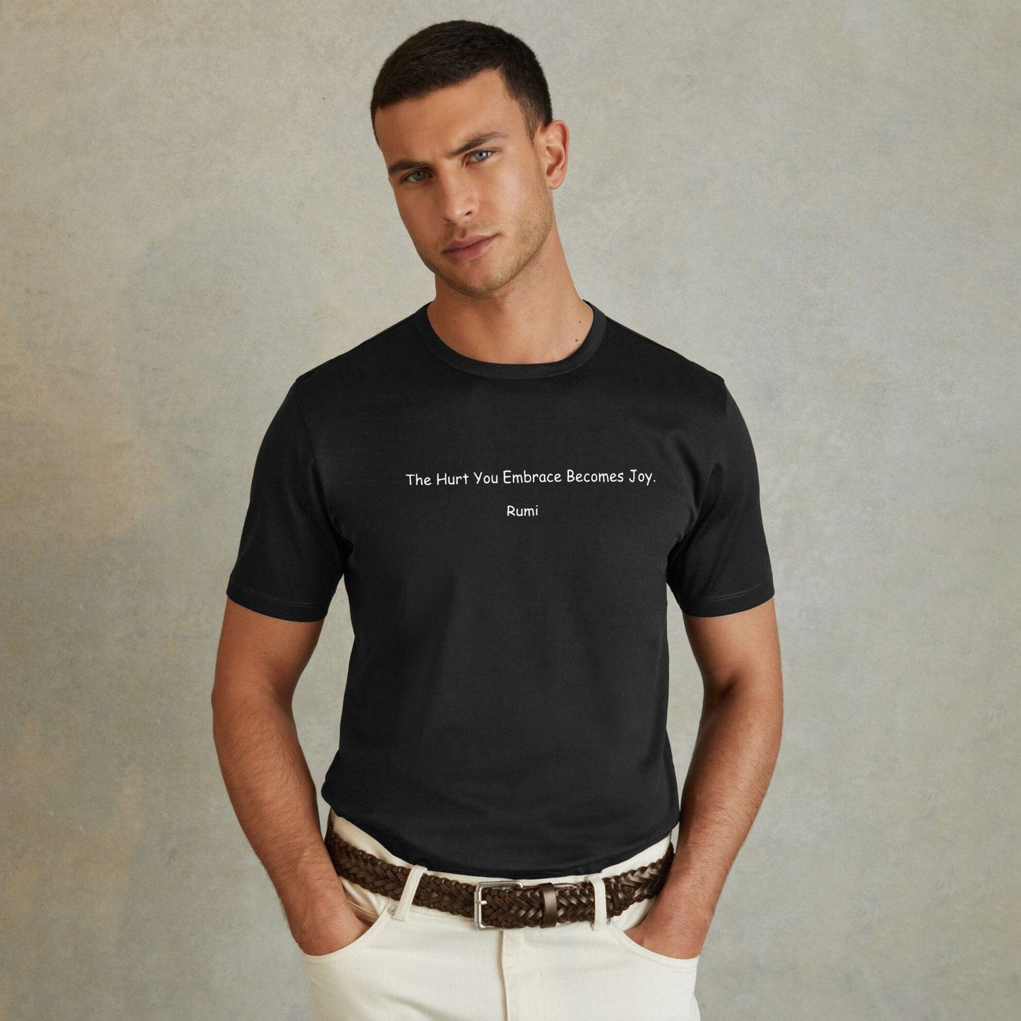 LE Men's Rumi The Hurt You Embrace Becomes Joy Printed Tee Shirt Men's Tee Shirt Image Black S 