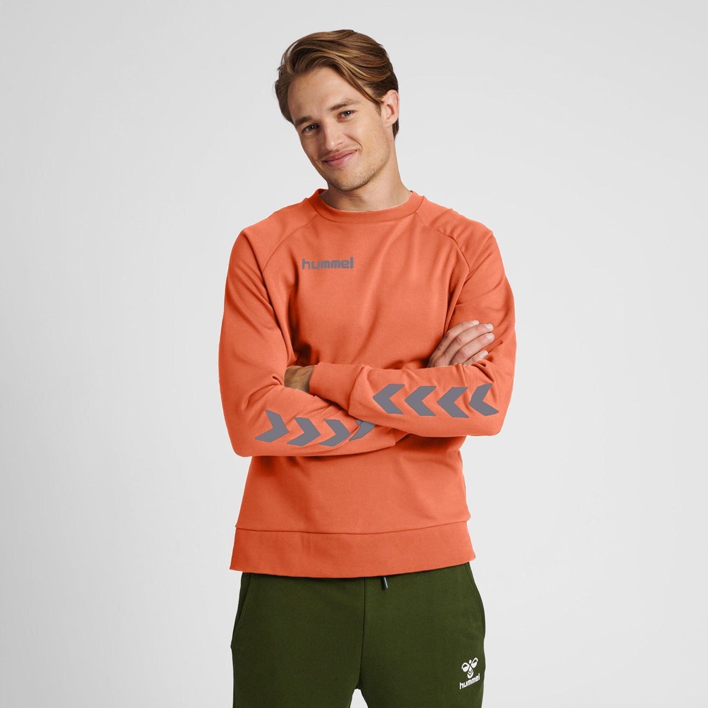 Hummel Men's Arrow Arms Activewear Sweat Shirt Men's Jacket HAS Apparel Orange S 