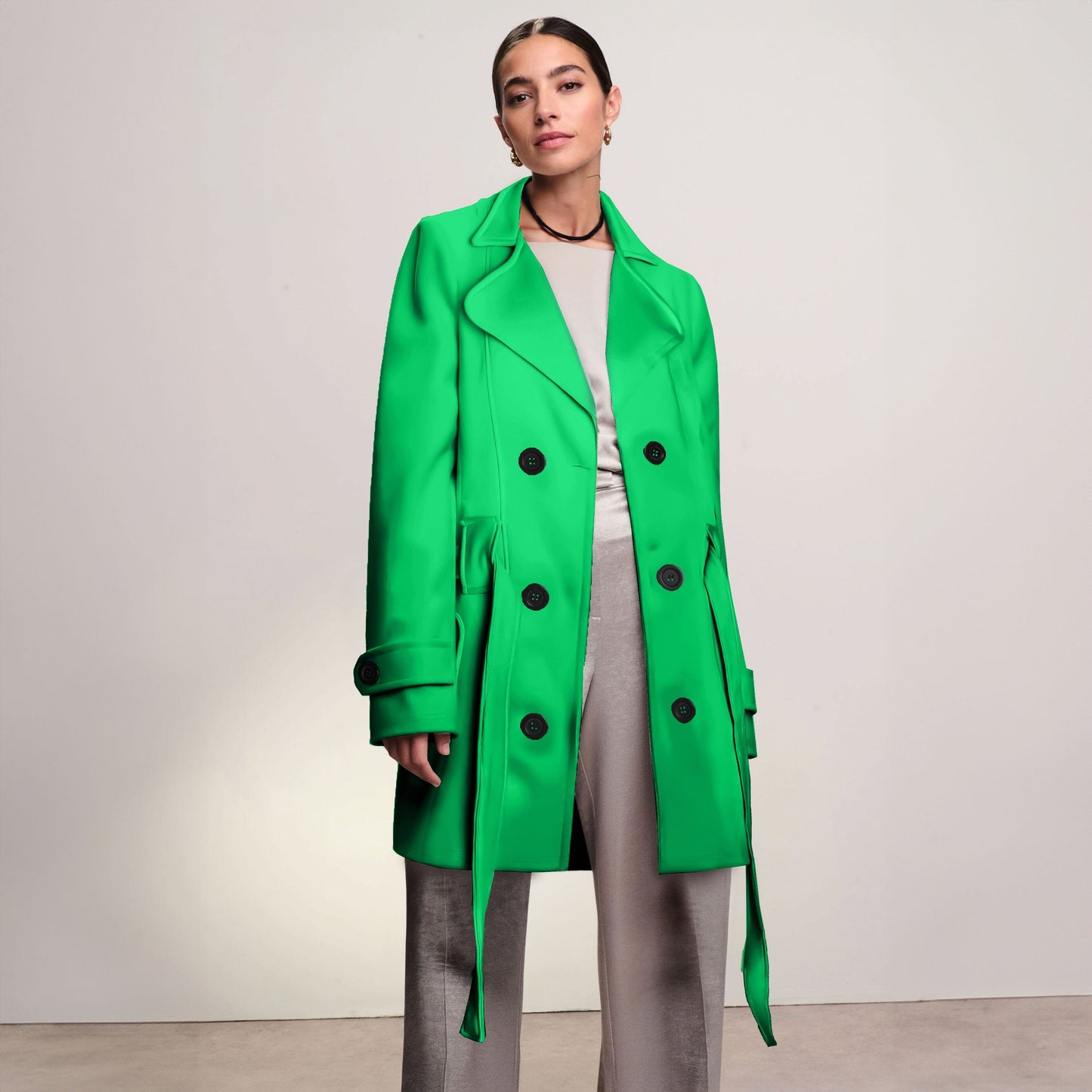 Rising Women's Fleece Trench Coat Women's Jacket Rooshani Enterprises Parrot Green S 