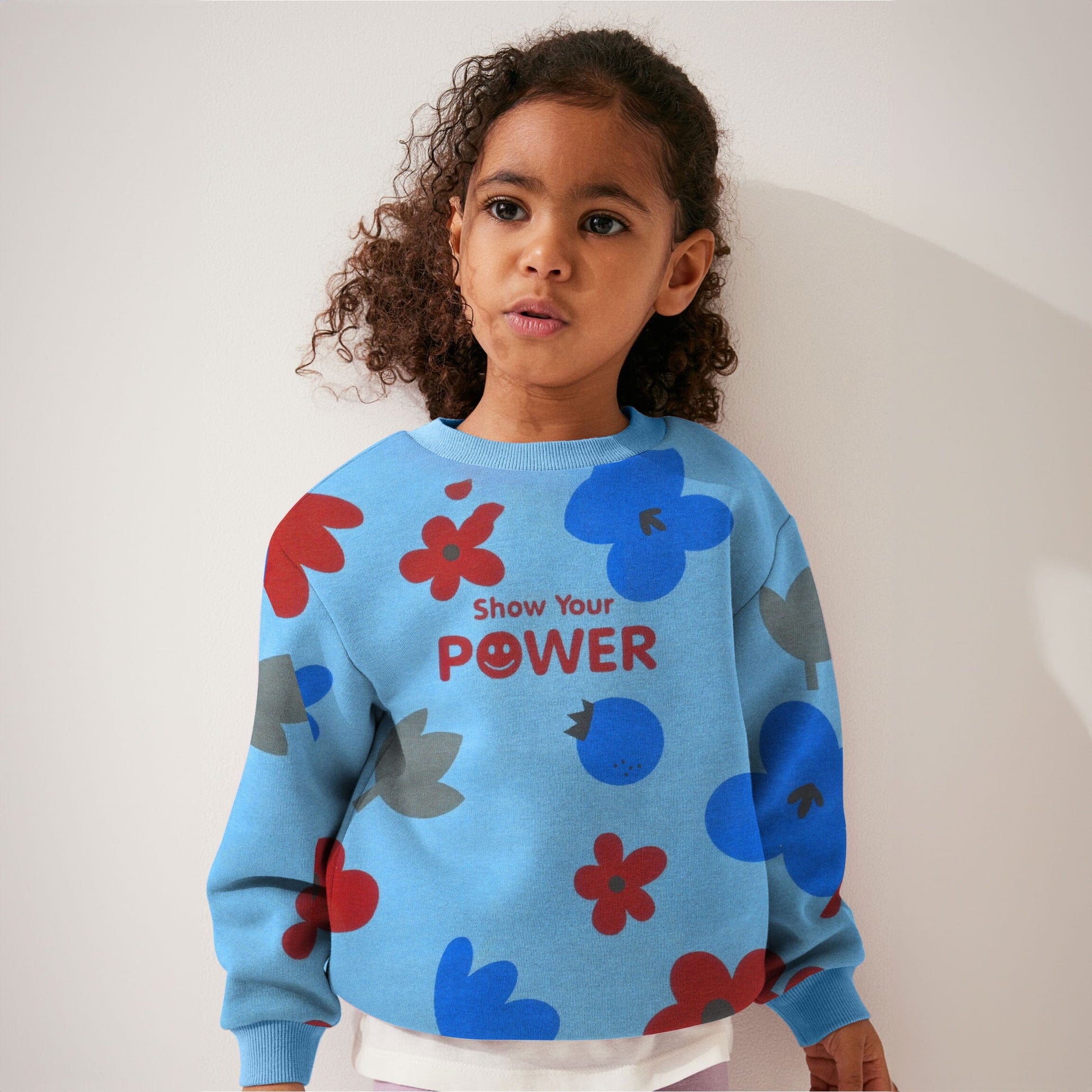 Kid's Show Your Power Printed Fleece Sweat Shirt Kid's Sweat Shirt SNR Sky 6-9 Months 