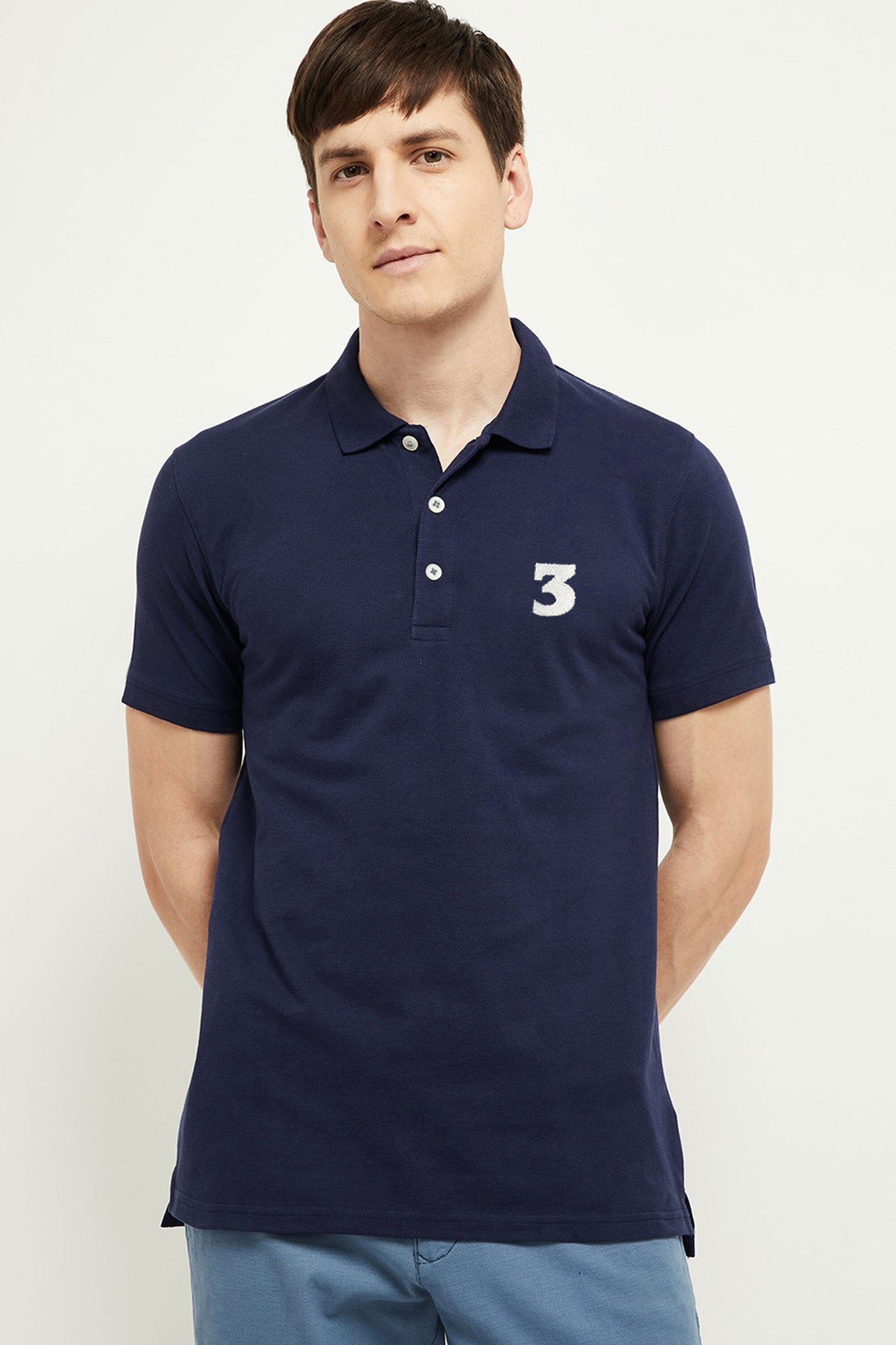 Men's 3 Embroidered Short Sleeve Minor Fault Polo Shirt