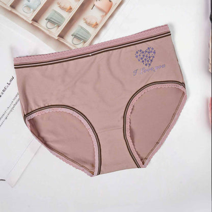 Fashion Women's Heart Printed Lace Design Underwear Women's Lingerie RAM Light Plum 30-32 