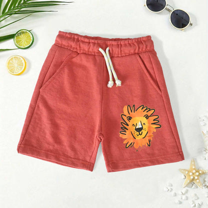 Lefties Boy's Lion Printed Classic Terry Shorts Boy's Shorts SNR Red 4-5 Years 