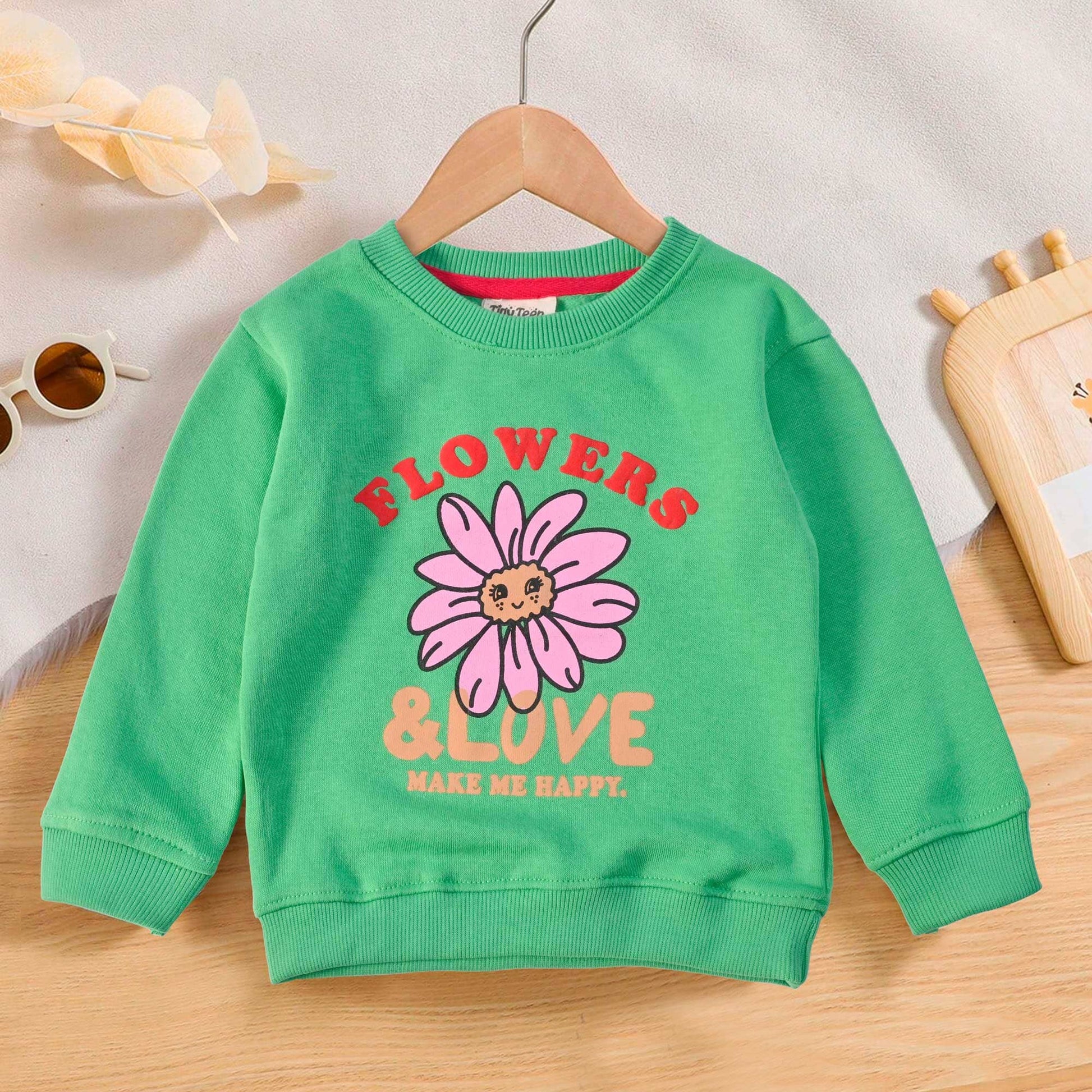 Tiny Teen Kid's Flowers & Love Printed Fleece Minor Fault Sweat Shirt