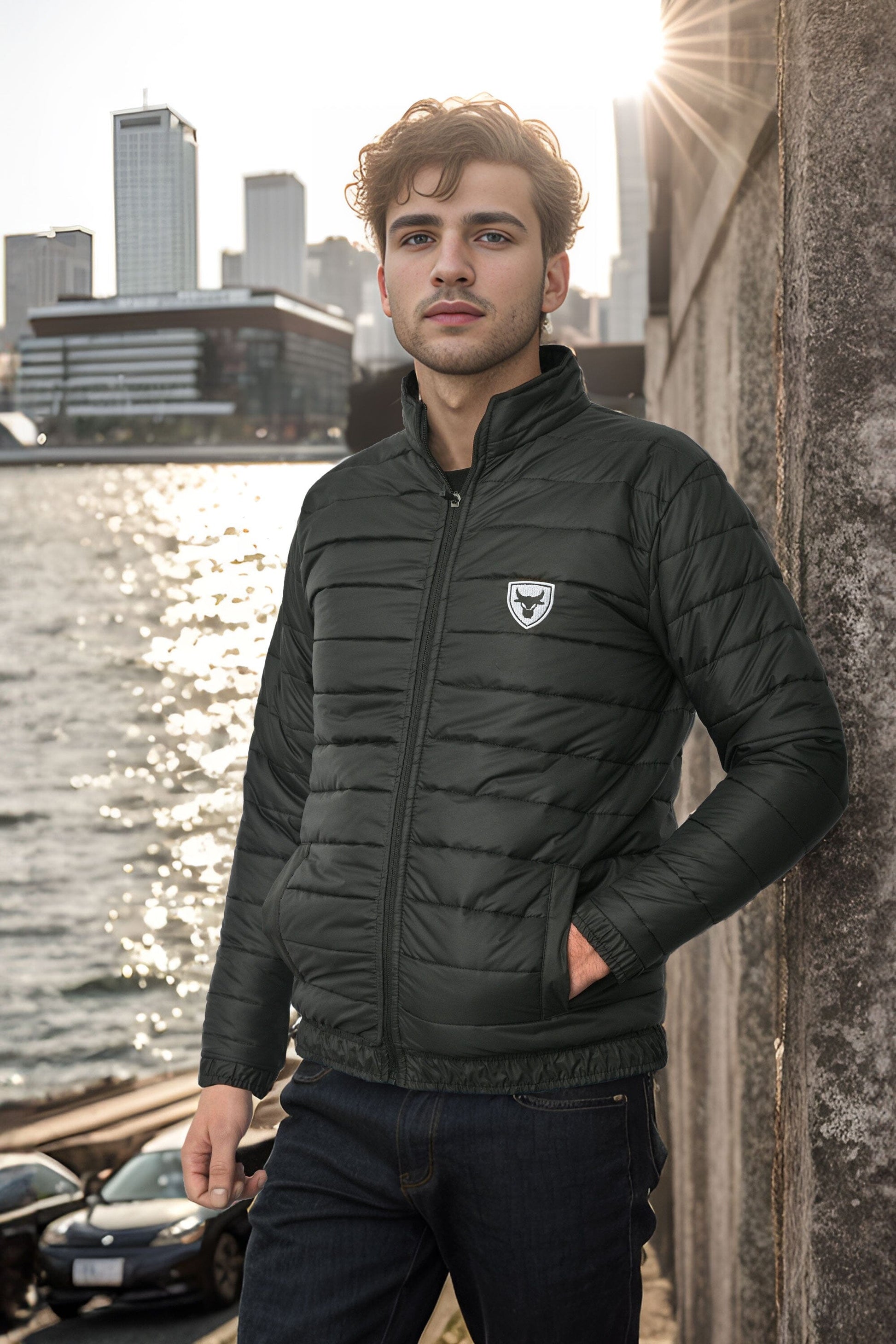 Men's - Fuji Embroidered Padded Jacket in Black