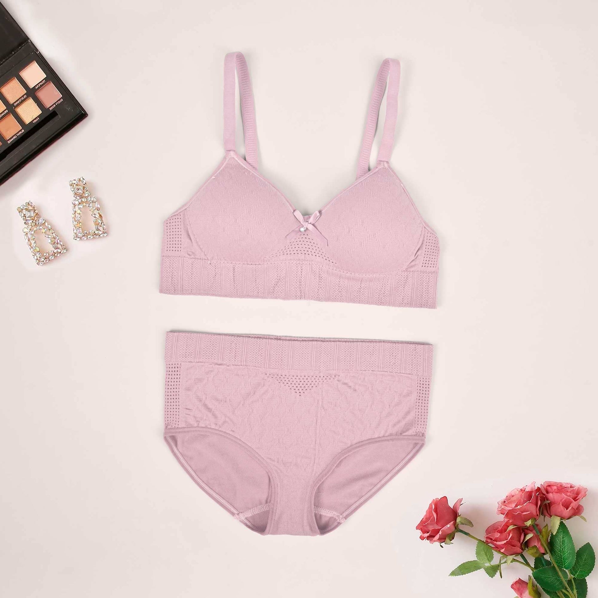 Women's Elegance Push Up Padded Bra & Pantie Set Women's Lingerie RAM Powder Pink 34 