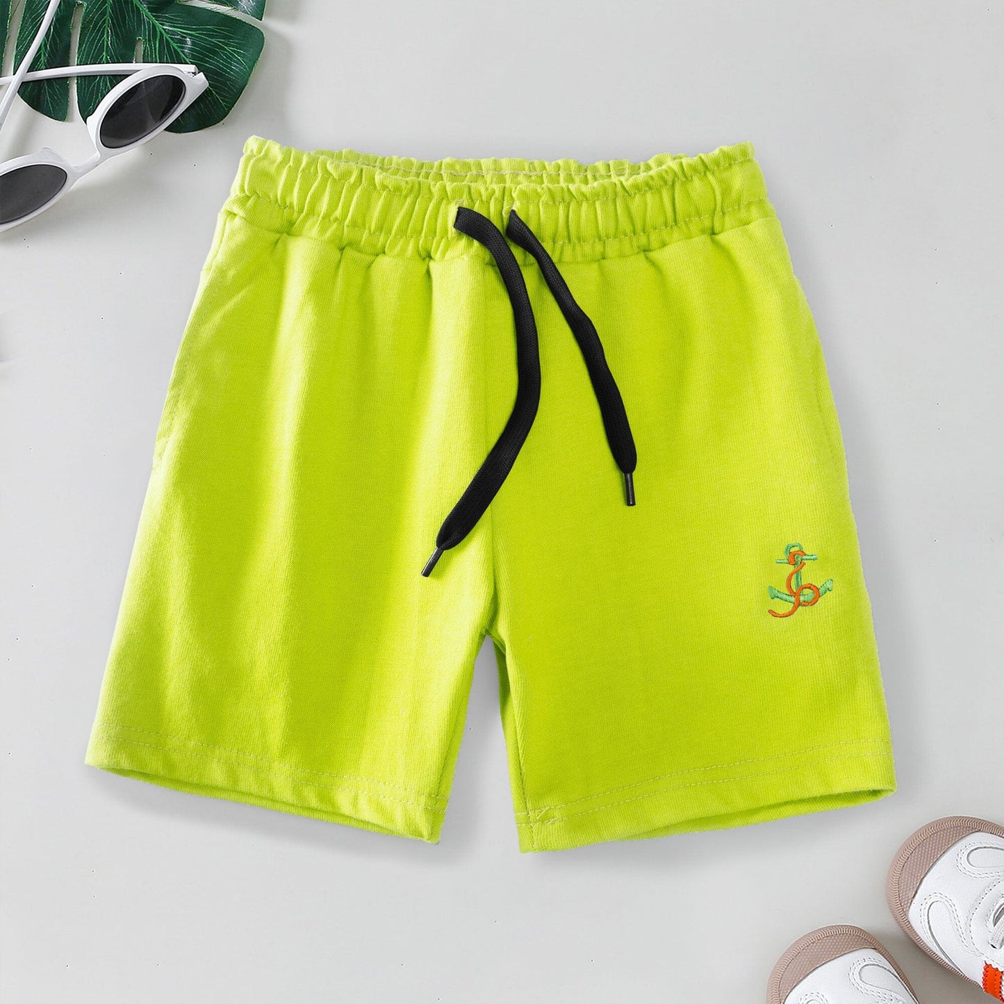 Max 21 Boy's Anchor Embroidered Shorts Boy's Shorts SZK Lime 3-4 Years 