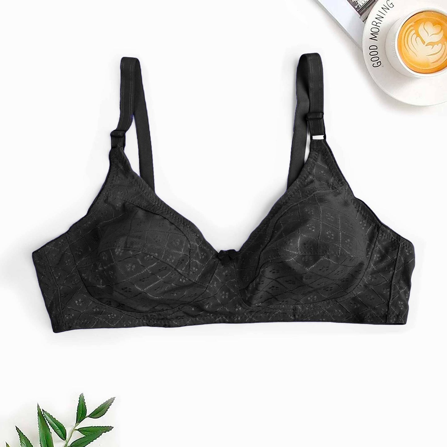 Galaxy Women's Net Design Stretched Bra Women's Lingerie RAM Black 32 