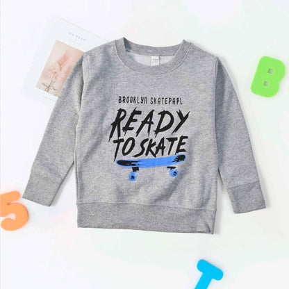 Rabbit Skins Boy's Ready To Skate Printed Minor Fault Fleece Sweatshirt Boy's Sweat Shirt SNR Heather Grey 2 Years 