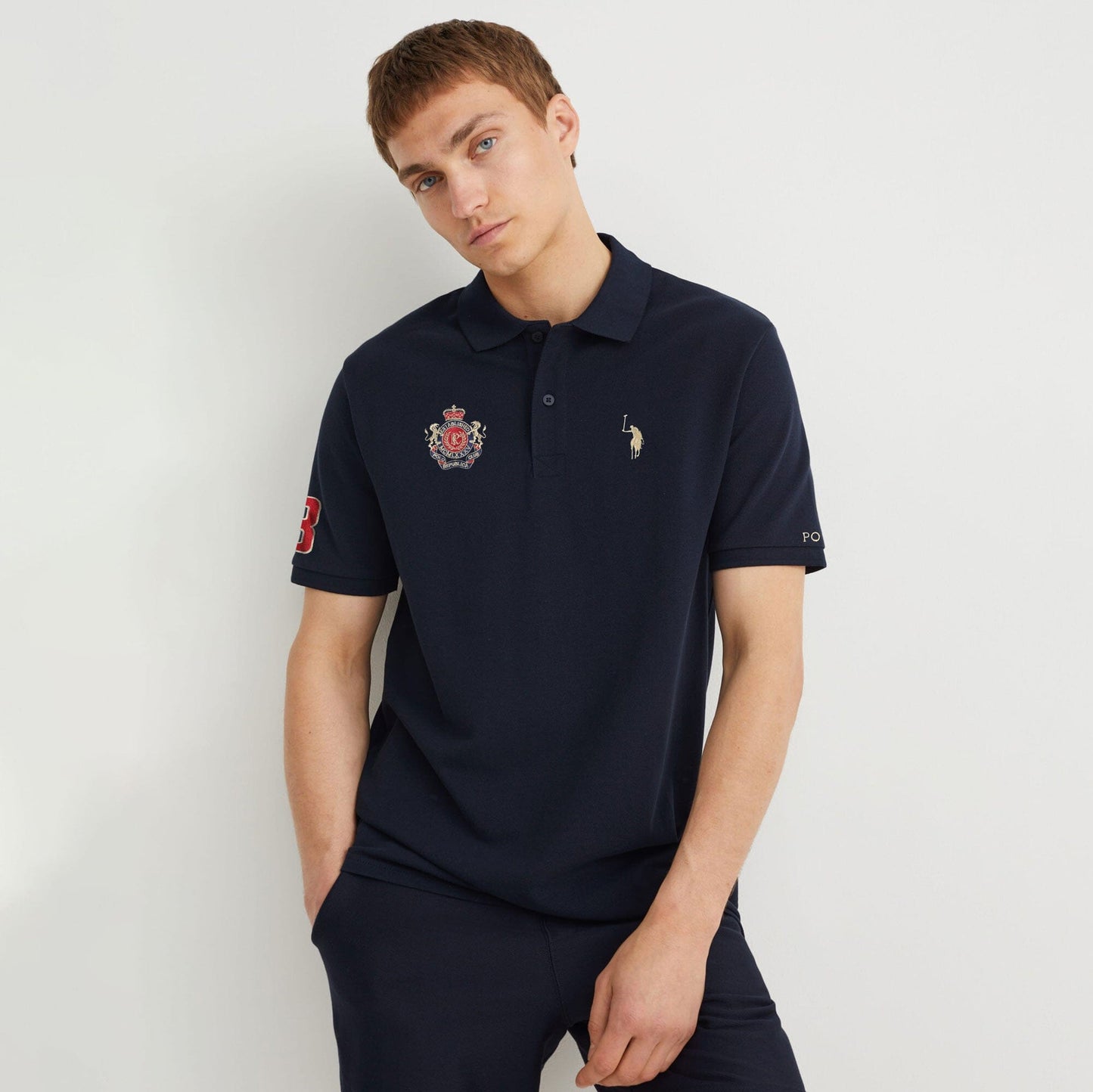 Polo Republica Men's Signature Pony & PRC Crest 3 Embroidered Short Sleeve Polo Shirt Men's Polo Shirt Polo Republica 