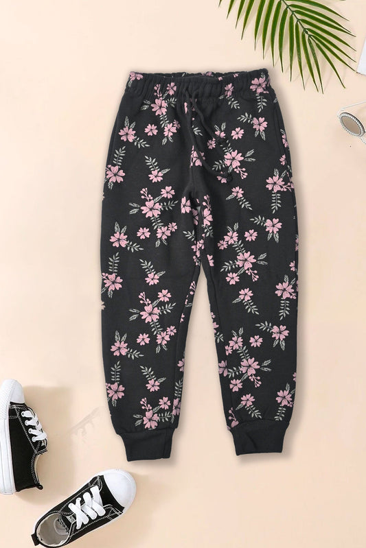 ABS Girl's Floral Printed Fleece Jogger Pants Girl's Trousers IST 