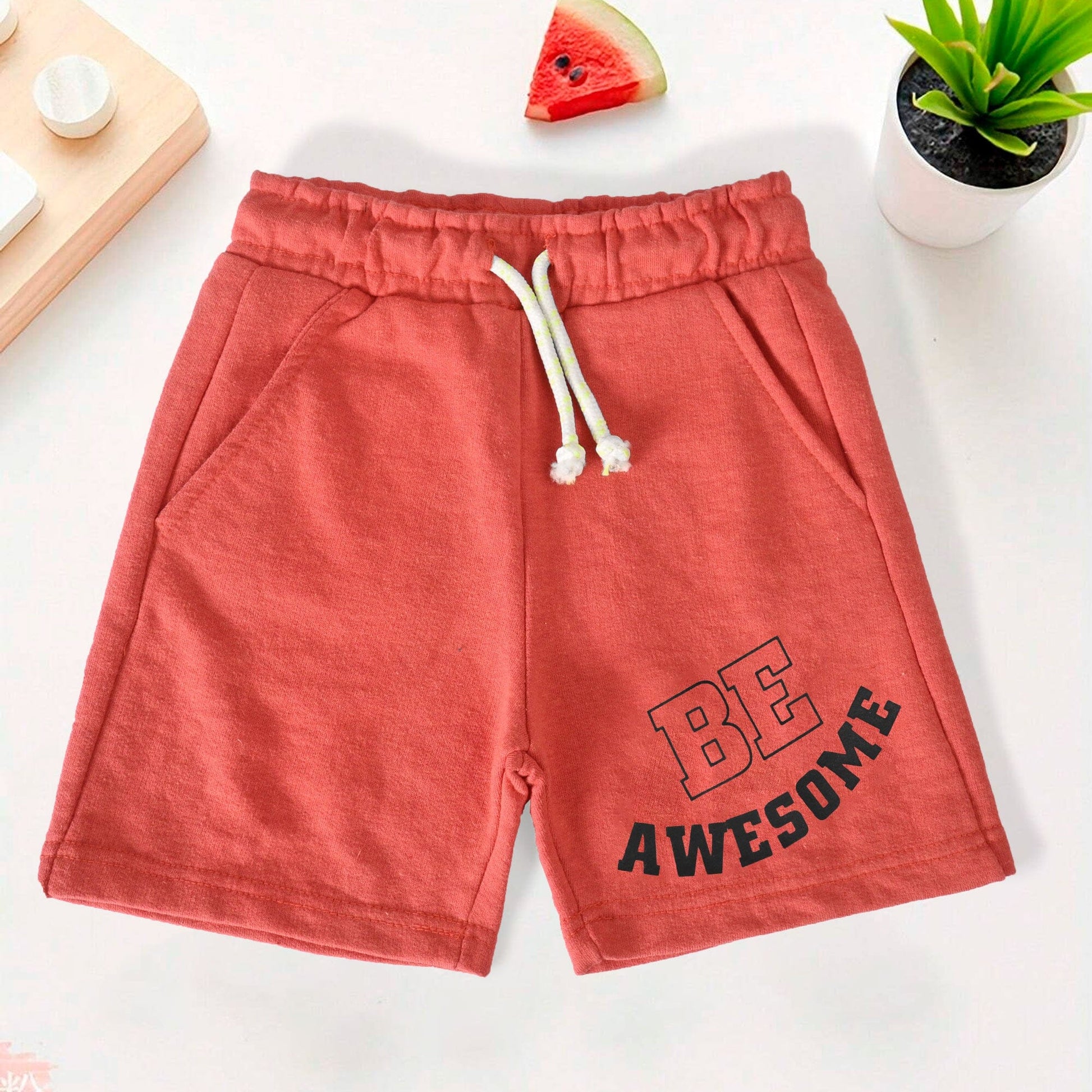 Lefties Boy's Be Awesome Printed Classic Terry Shorts Boy's Shorts SNR Red 4-5 Years 