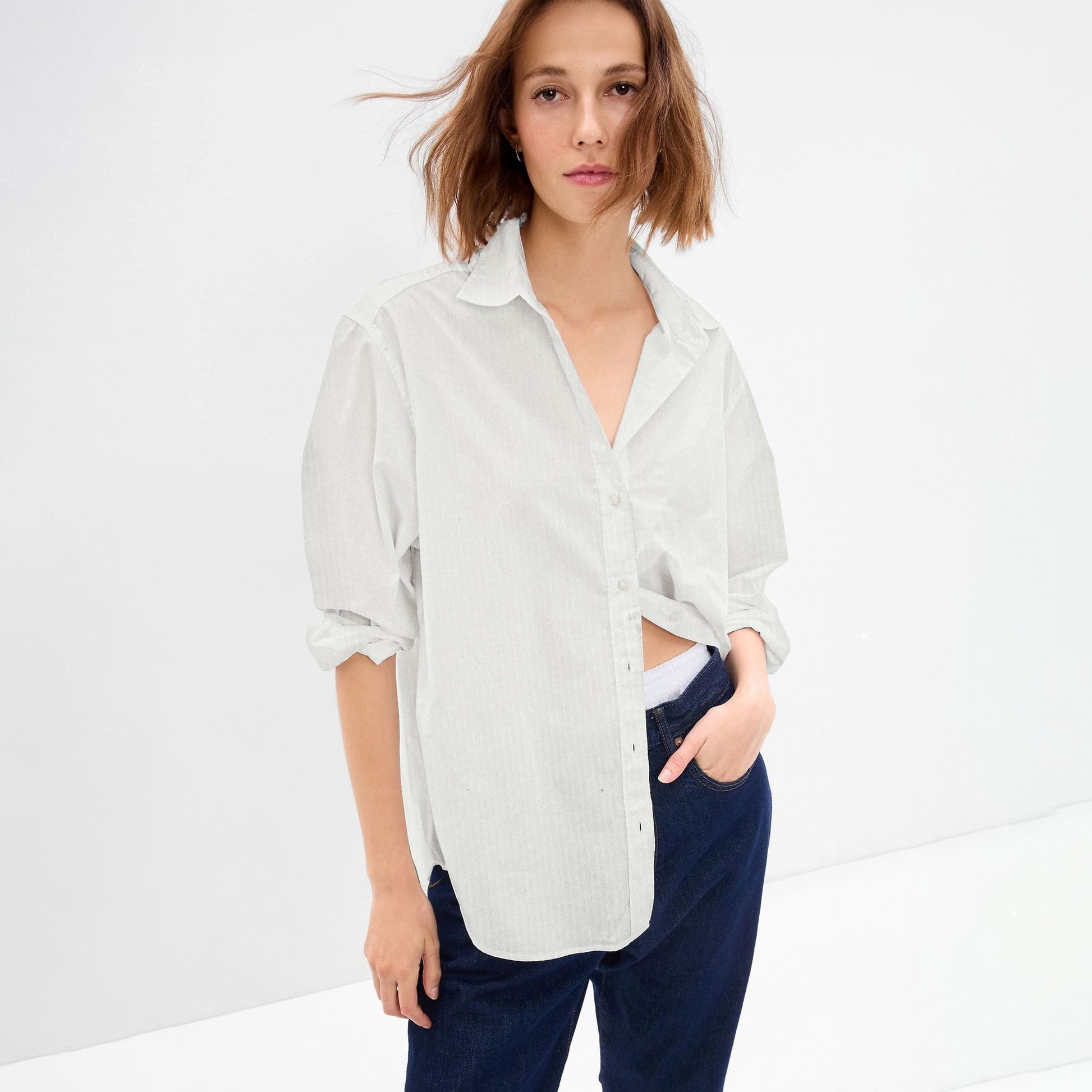 East West Women's Button Down Minor Fault Shirt Women's Casual Top East West Off White XS 