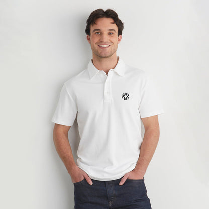 Men's Embroidered Short Sleeve Polo Shirt Men's Polo Shirt IBT White S 