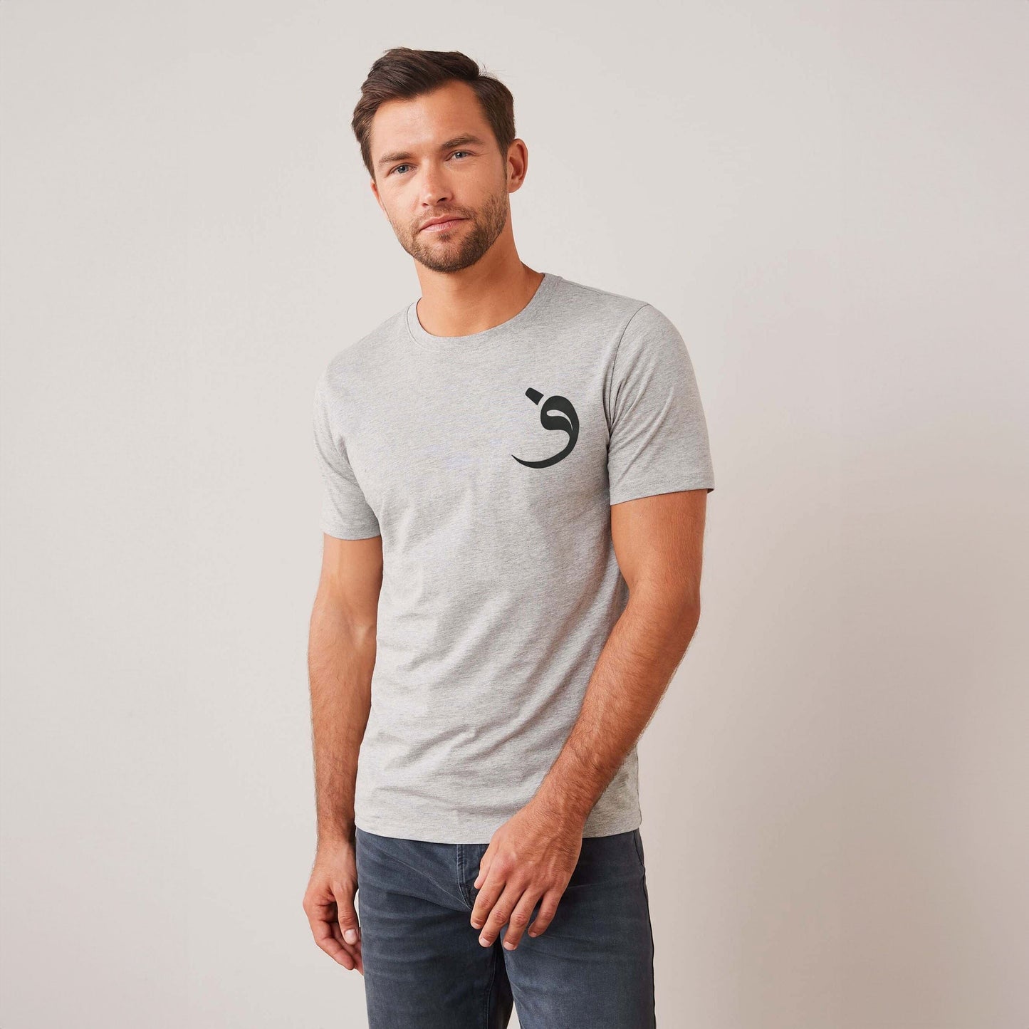 LE Men's Rumi Left Chest Printed Crew Neck Tee Shirt Men's Tee Shirt Image Heather Grey S 