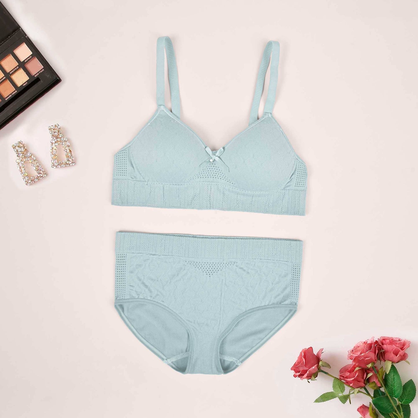 Women's Elegance Push Up Padded Bra & Pantie Set Women's Lingerie RAM Light Turquoise 34 