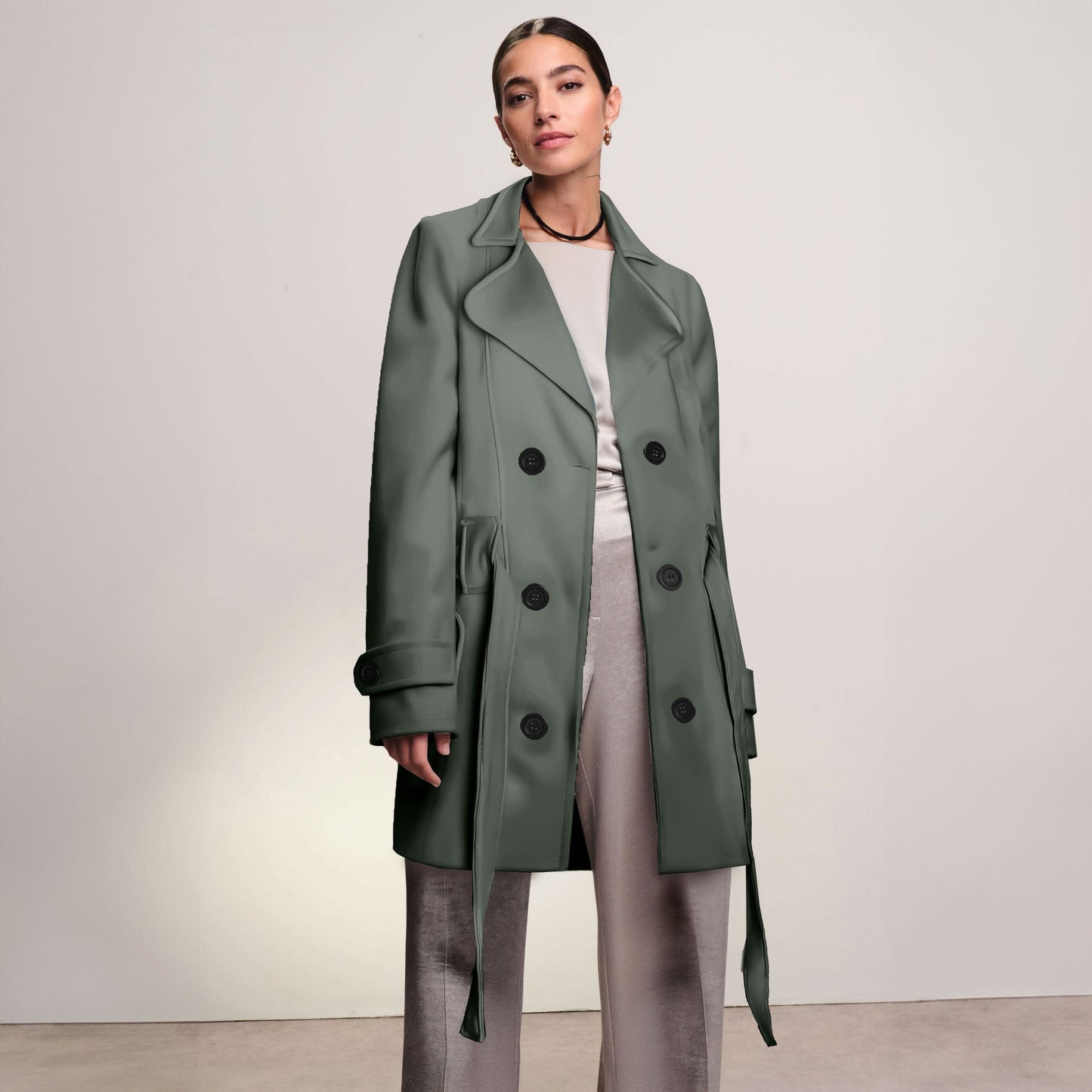 Rising Women's Fleece Trench Coat Women's Jacket Rooshani Enterprises Olive S 